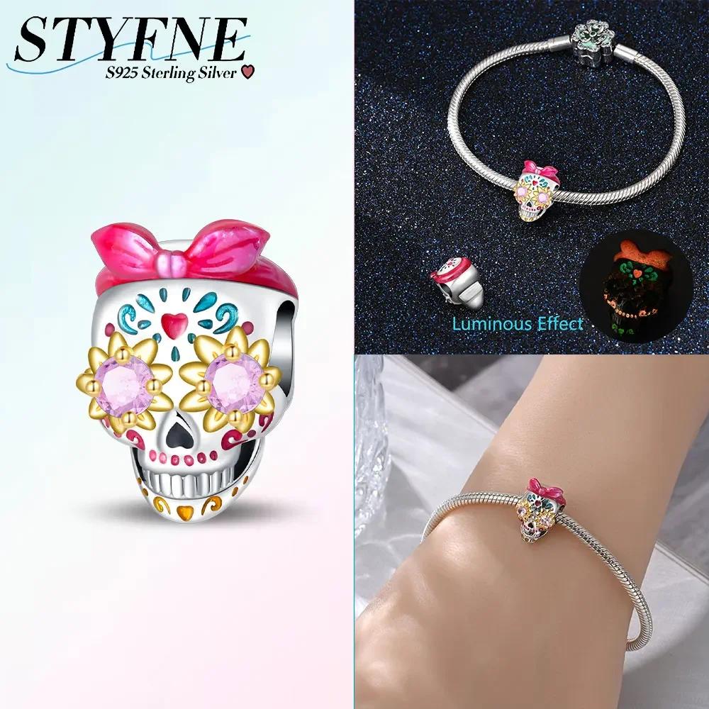Halloween Skull Head Charm Bead Component Bead Component Compatible With Authentic Original Bracelet High Quality Fine Jewelry Do It Yourself Women