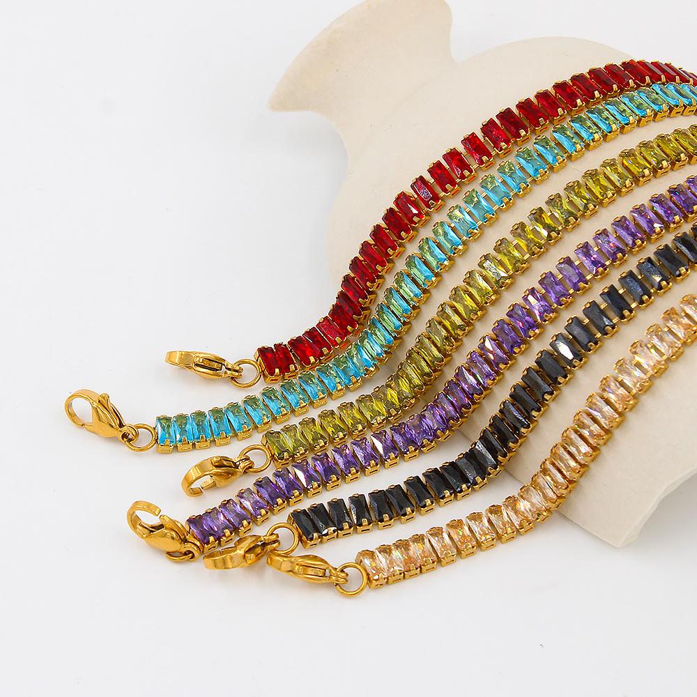 Solid Color Zirconia Crystal Tennis Bracelet & Necklace Set