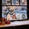 Elk Fir Tree Stickers 2Pcs Christmas Snowy House Static Window Clings, Snowflake Deer Glass Reusable Festive Decals Decals, No-Adhesive for Home Cafe