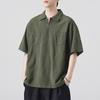 Retro Texture Short-sleeved Shirt Men's Polo Collar Japanese Pure Cotton Loose Short-sleeved Shirt