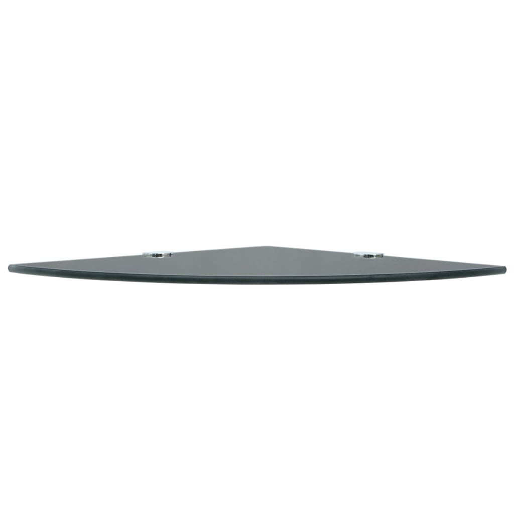 Corner Shelf with Chrome Finished Brackets Black Glass 25 x 25 cm