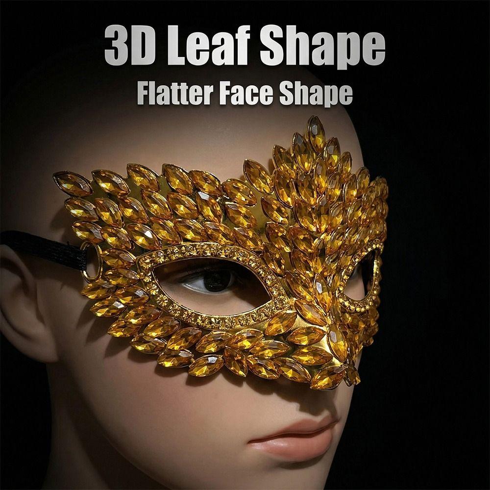 Shiny Acrylic Crystal Half Face Mask Full Jewelry Cosplay Mask Gift Idea Rave Mask  Halloween Event