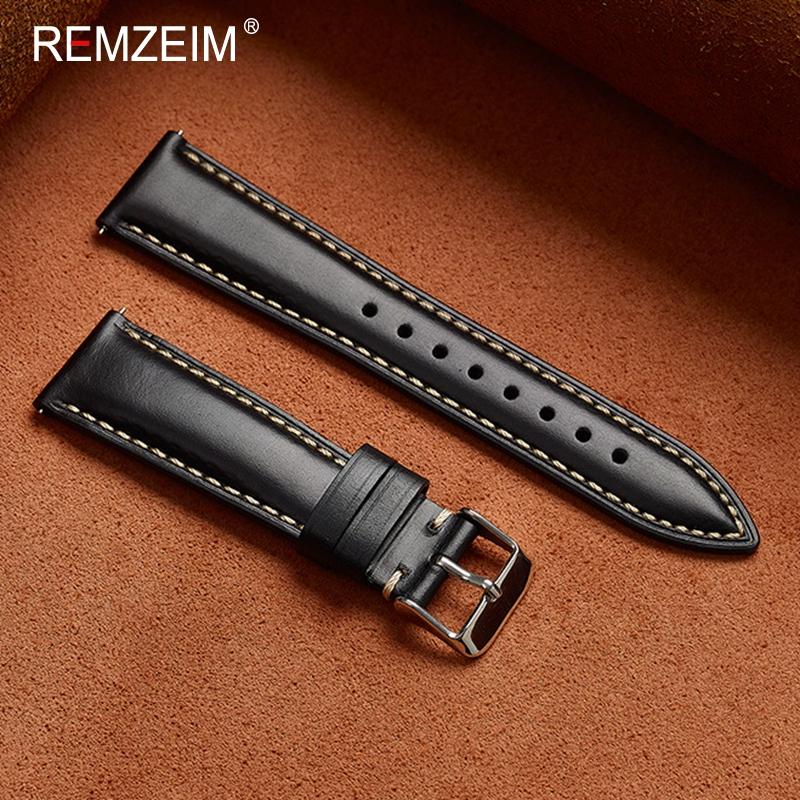 Smooth Leather Smartwatch Strap 18mm 19mm 20mm 21mm 22mm Universal Replacement Watch Band Men's Women's Wristwatch Bracelet