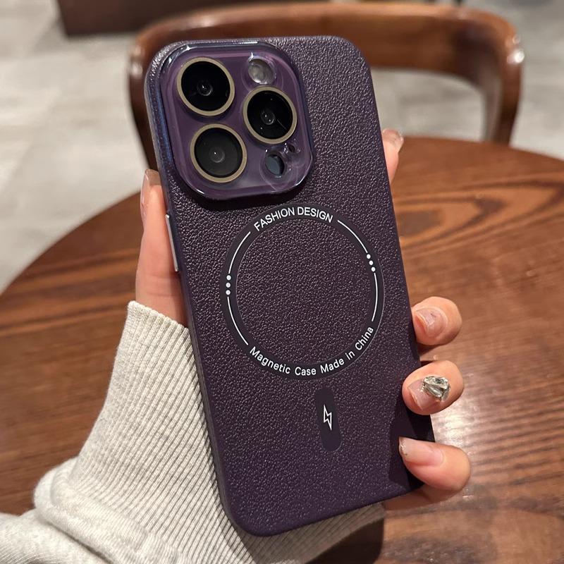 The New Lychee Peel Pattern Is Suitable for IPhone15 Phone Cases  IPhone 16promax Magnetic Suction and Full Coverage Protective Cases