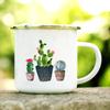 Plantas Tropicais Estampa de Cacto Esmalte Criativo Xícaras de Café Chá Água Leite Verão Canecas de Acampamento Alça Bebidas Caneca de Férias Presentes
