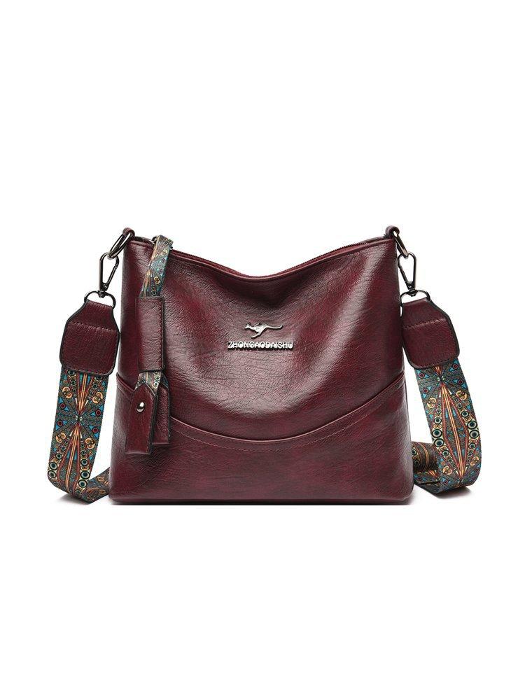 Retro Soft Leather Crossbody Bag Simple Bucket Bag Large-capacity Single-shoulder Bag