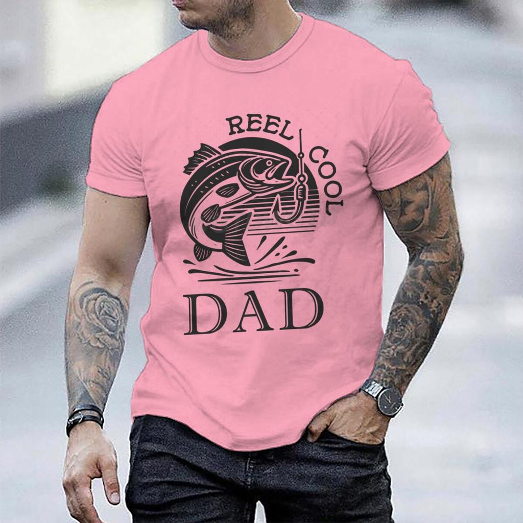 Reel Cool Dad Vintage Fisherunisex Tshirt Fathers Day Fun Daddy Tshirt Unisex Round Neck Short Sleeve Tees Male Tshirt Gift
