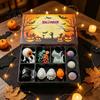DIY Halloween Bastelmaterialien 3D-gedruckte Figuren mit Geschenkbox, Kleines flexibles Fidget-Spielzeug-Set, Süße Sensenmann-Füllungen für Süßigkeitenbeutel,