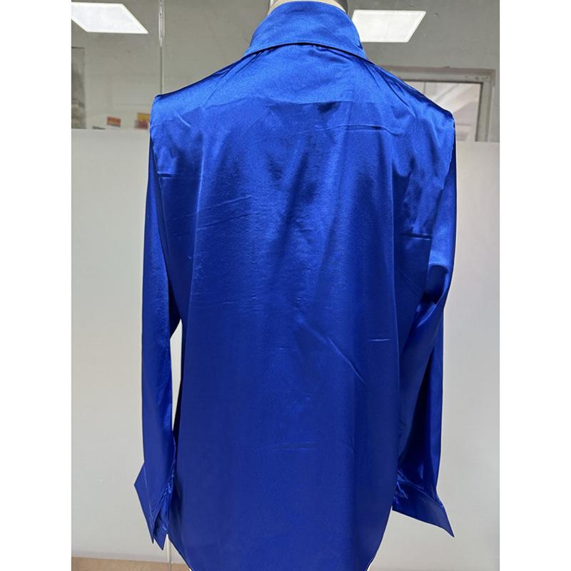 Bluză casual lejeră cu mânecă lungă, uni, de primăvară și vară, pentru femei, temperament, cu nasturi, pentru birou, topuri elegante, modă simplă, bluze pentru doamne 26394