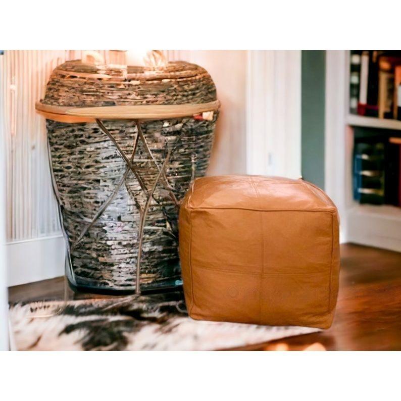 Moroccan Square Pouf, Leather Moroccan Pouf. Handmade Ottoman Pouf , Handmade Puff, Moroccan Pouffe Moroccan Pouf