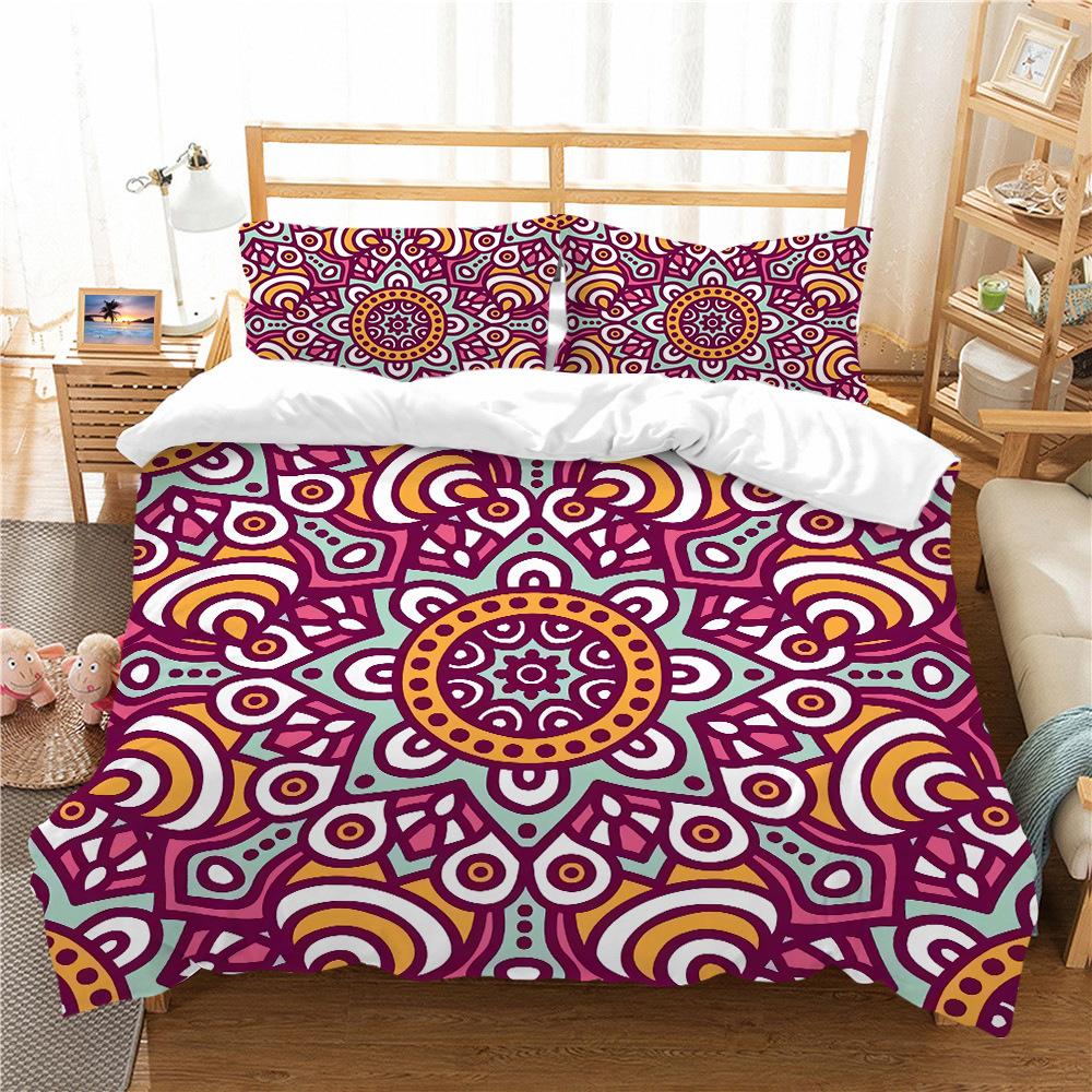 Bohemian Floral King Queen Duvet Cover Boho Mandala Cashew Flowers Bedding Set Exotic Tribe Style 2/3pcs Polyester Quilt Cover