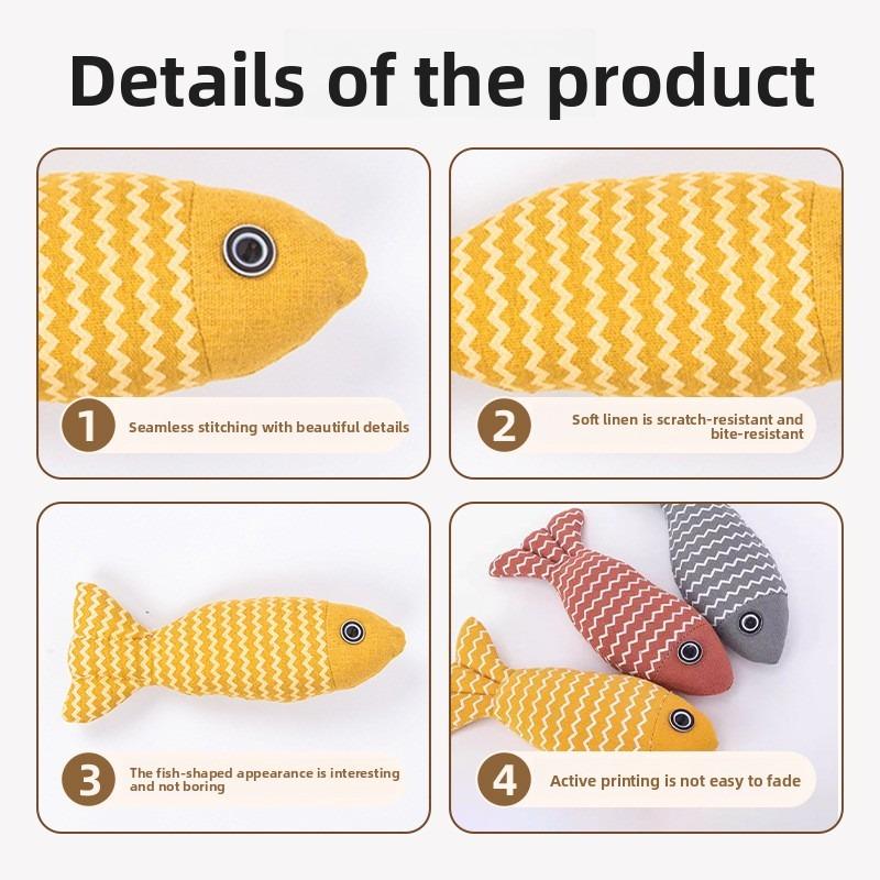 Cat Teaser, Linen Fish Cat, Mint Simulation Fish Cat Toy, Kitten Teeth Grinding, Self-entertainment and Boredom Cat Products