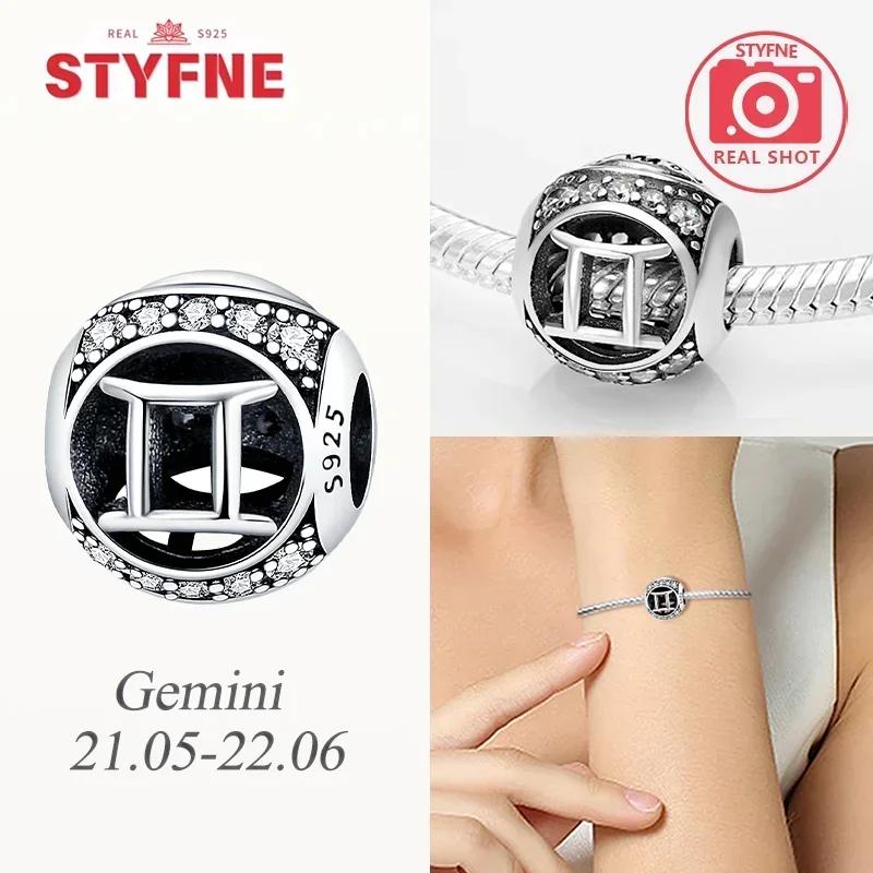Genuine Copper White Twelve Zodiac Signs Simple Pisces Scorpio Bead Fits Bracelets Women DoItYourself Birthday Beautiful Gifts Accessory