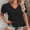 New European and American women's fashion top T-shirt lace lace short sleeve women