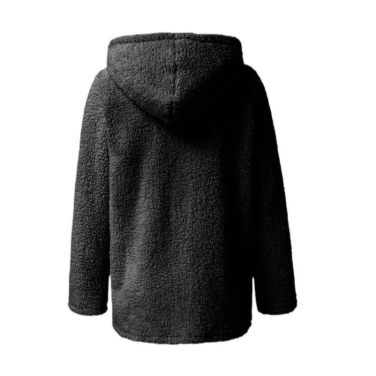 Fall Casual Oversized Fleece Hoodie Women Long Sleeve Zip Up Pullover Hooded Sweatshirt Jacket
