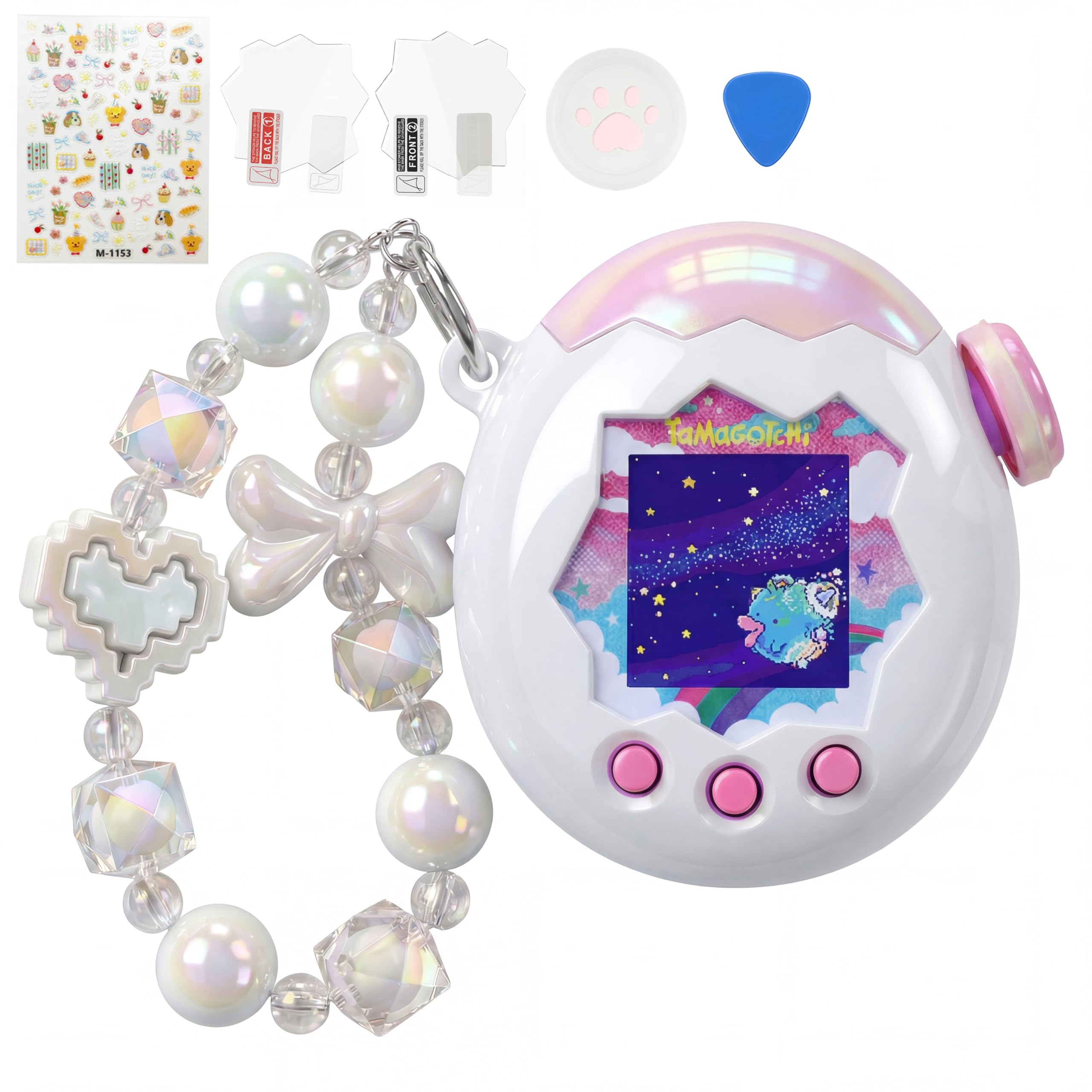

KUMORINO Release Tamagotchi Paradise Case Set Protective Case Screen Film Silicone Knob Cap 3D Sticker Bead Tamagotchi Connection Full Drop