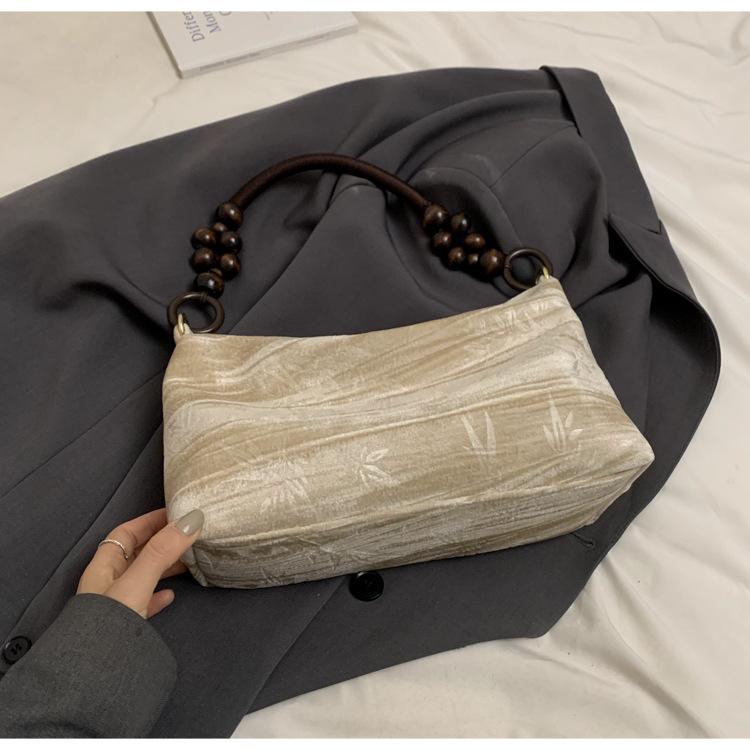 

New Chinese style beaded handbag 2025 women s bag new retro casual shoulder bag foreign style versatile armpit bag хаки