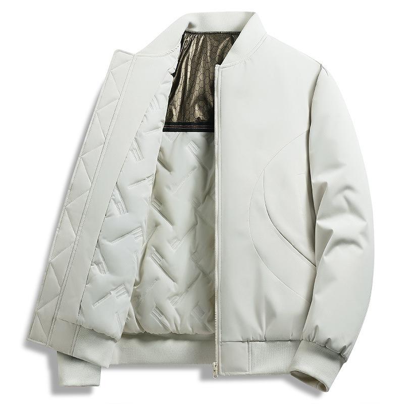 Men's Stand Collar Quilted Jacket Zipper Front Cotton Padded Casual Winter Outerwear
