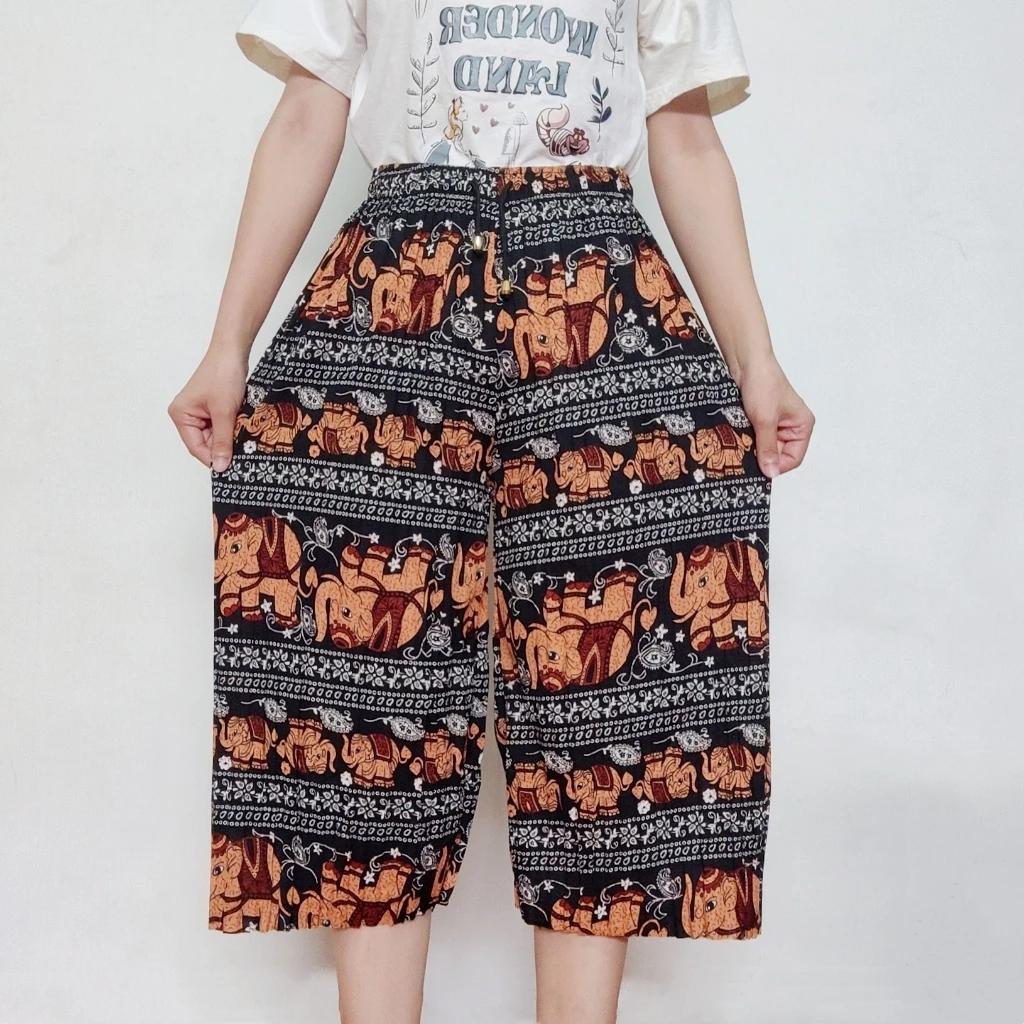 Elefant Korte Bukser Justerbar Elastisk Midje Stropp Unisex Kvinner Menn Trykk Thailand Casual Streetwear Strand Sommer Boho Bohemsk Retro Vintage