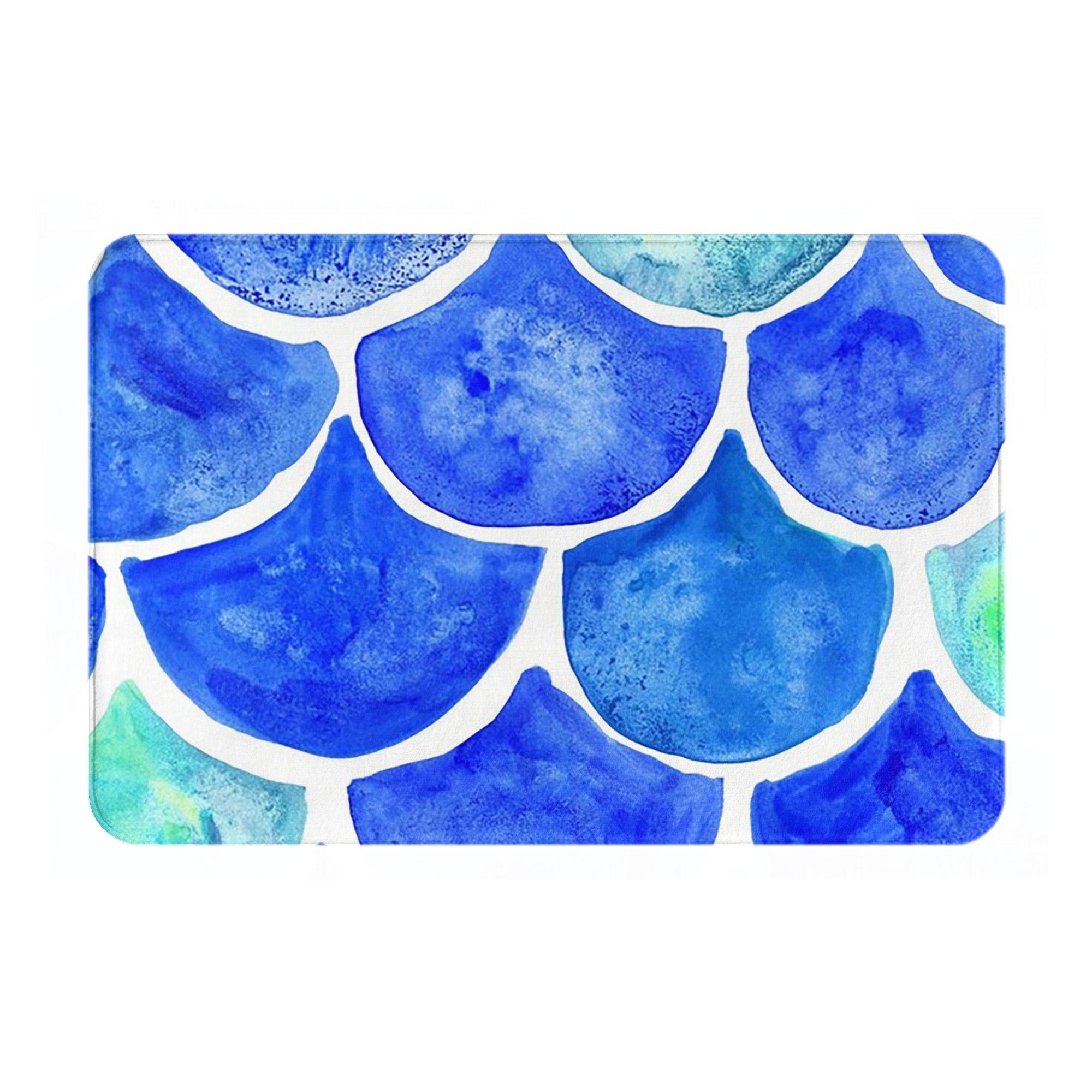 

Blue Mermaid Scales Anti-slip Doormat Floor Mat Sand Scraping Carpet Rug for Kitchen Entrance Home Living room Footpad Mats 40cm x 60cm