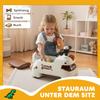 Kids Ride On Car, Dinosaur Foot To Floor Slider with Storage, Toddler Walker with Light, Sounds, Cream