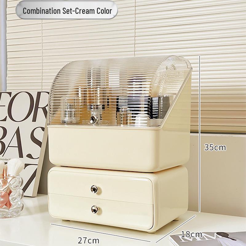 Dustproof Large-Capacity Cosmetic Storage Box for Lipstick & Skincare with Drawers