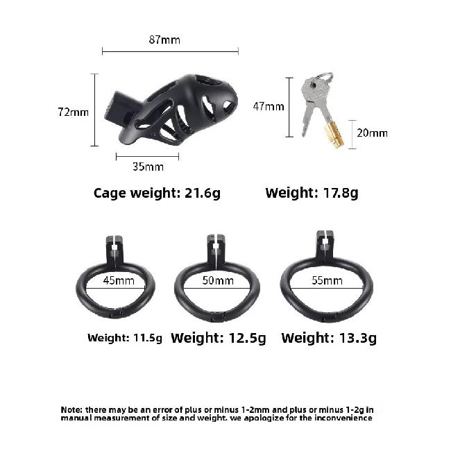 BDSM Male Penis Lock Chastity Cage with Lock 3 Rings Resin Virginity for Men Breathable Cock Ring Penis Restrain Adult Sex Toys