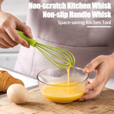 Frusta per uova in silicone Frusta manuale per uova con impugnatura antiscivolo Fruste per palloncini in filo rivestito in silicone portatili per frullare, cucinare e mescolare