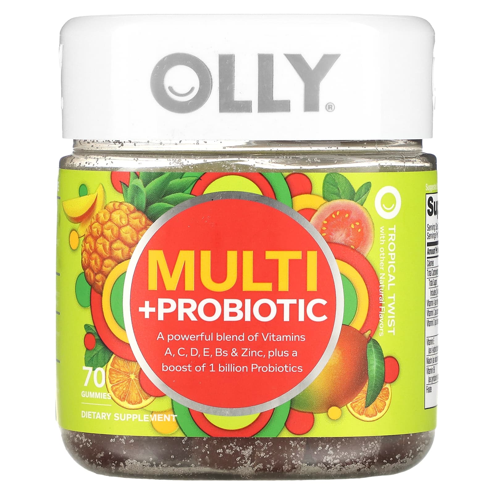 

Multi + Probiotic, Tropical Twist, 70 Gummies