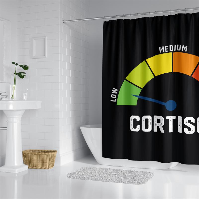 

Aertemisi Low Cortisol Levels Stress Humor Funny Meme Shower Curtain Set With Grommets And Hooks For Bathroom Decor W60H190(CM)-1 Pcs