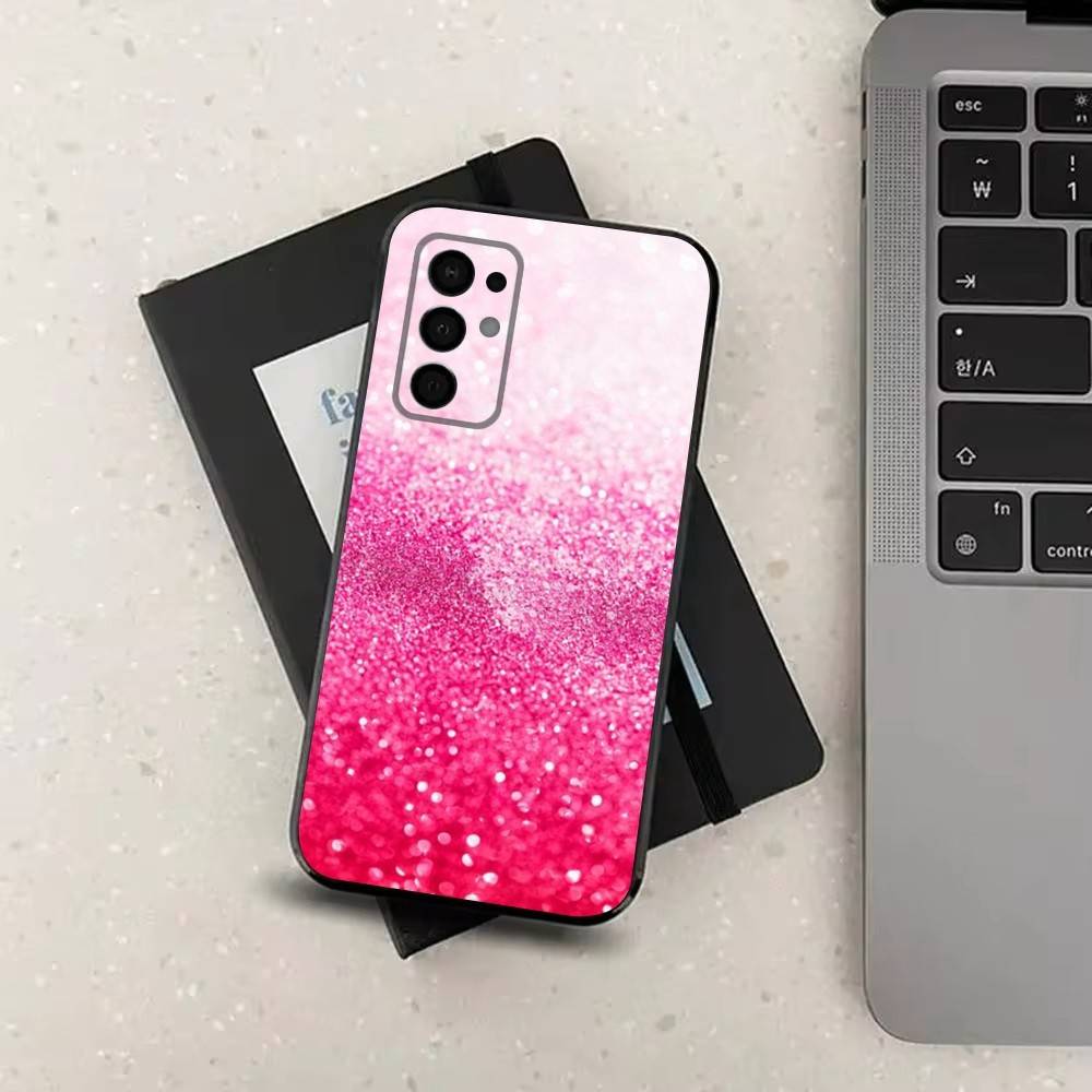 Dazzling Pink Glitter For Samsung Galaxy A73,J7,22,Note,72,41,31,8,9,52,71,53,32,Soft Black Silicone Cover Case
