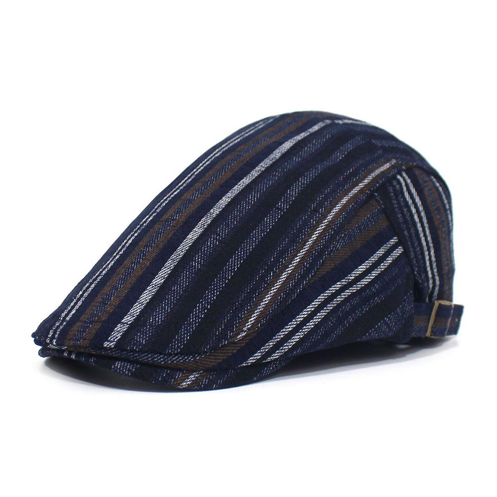 

Striped forward hat men s and women s fashion pure cotton beret cap adjustable visor Adjustable