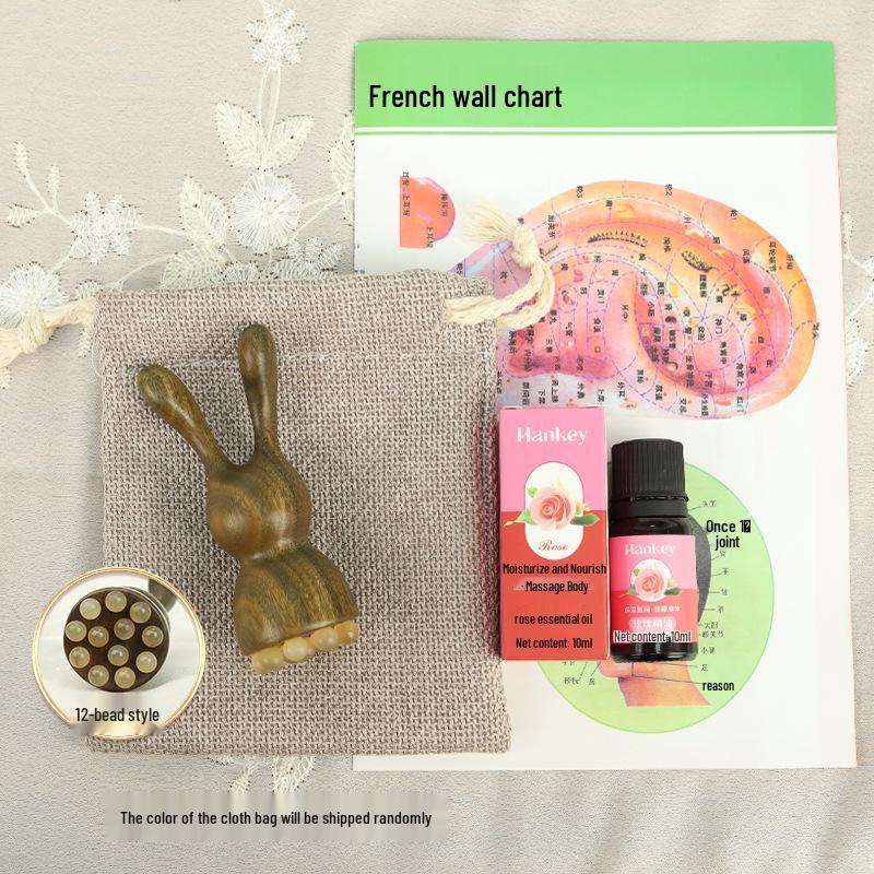 Natürlicher Grüner Sandelholz Kaninchenauge Massager & Lotus Samen Gesicht Akupunkturpunkt Stick