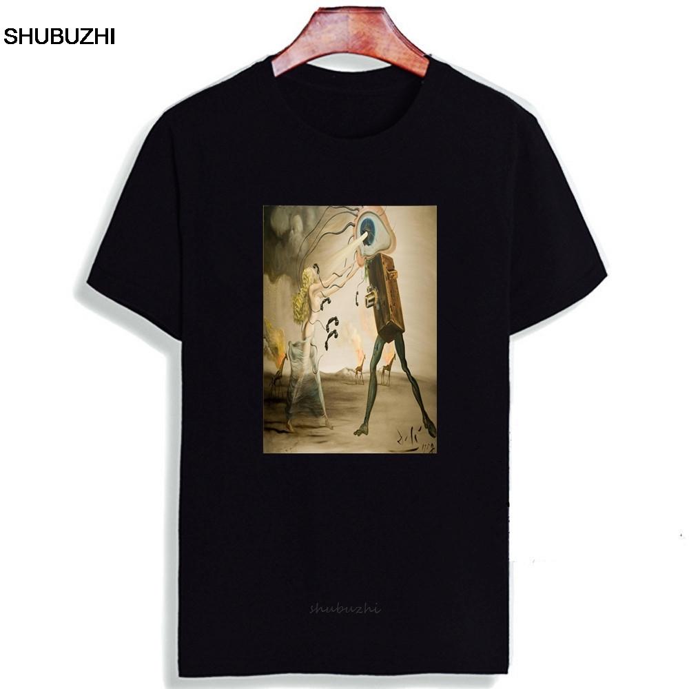 Skipoem Funny T shirt  Salvador Dali Surreal Art Cotton O Neck Tshirt Plus Size Short Sleeve Brand  TShirt Tops