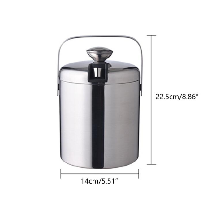 Cubo de Hielo Aislado de Acero Inoxidable de Doble Pared con Tapa Pinzas Almacenamiento Enfriador