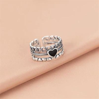 Vintage geschichtete offene Ringe für Damen, verstellbar, Punk-Mädchen, Hip-Hop-Schmuck, Korea-Herz, Paar, Finger, Bague