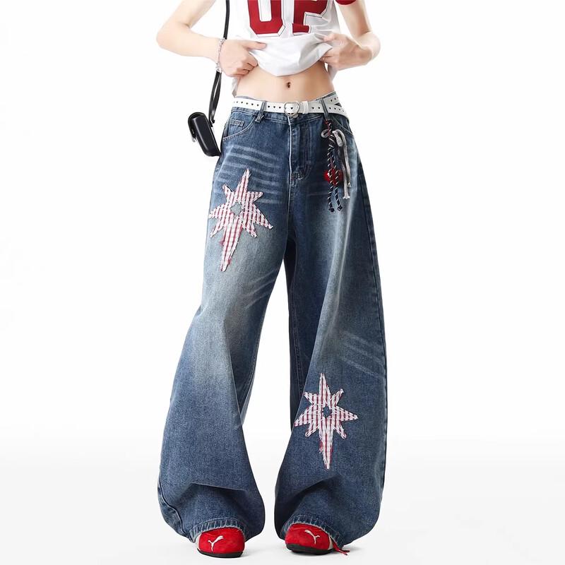BWKA Star Patch Loose Wide-Leg Jeans