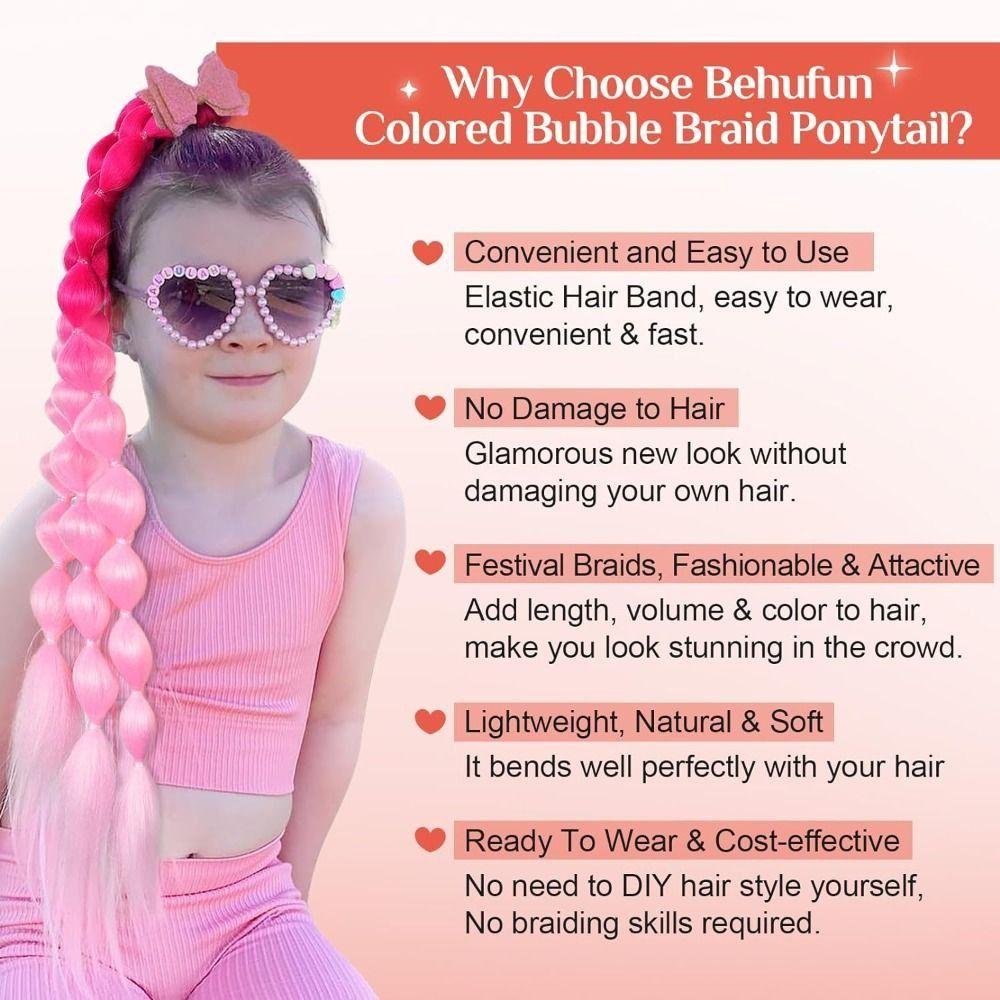 With Hair Tie Colored Hair Extensions 20" Ombre Crazy Hair Day Accessories