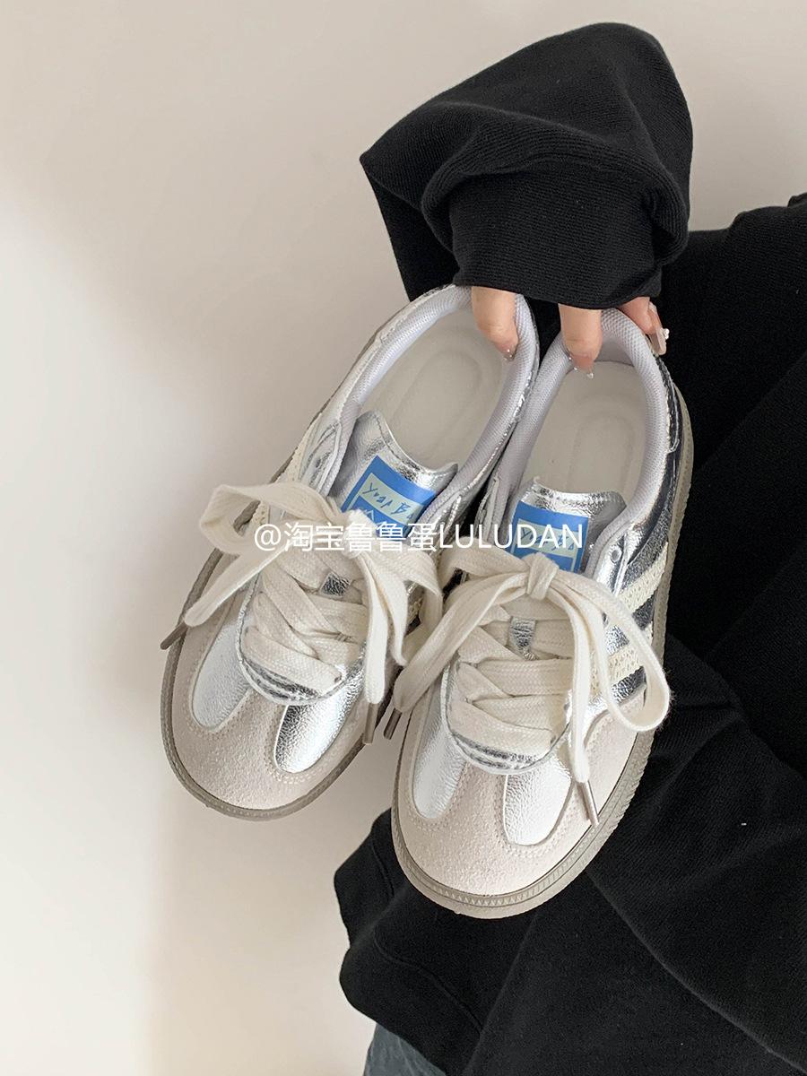 

Lulu eggs, Korean version of retro moral training shoes, summer little white shoes ins trendy versatile niche women s shoes, student casual board shoe 40 срібний
