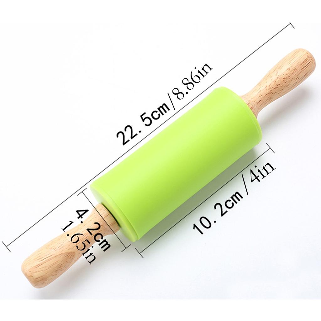 Silikon-Nudelholz, rotierender Roller, Nudelholz mit Holzgriff