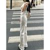 Small White Sexy Low Waist Slightly Pull Denim Female Stylish Wide Leg Slimming without Leg Sticking Bell-Bottom Pants Summer