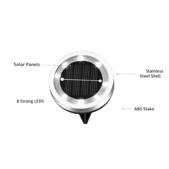 Solar Ground Lights, Glass In-Ground Landscape Lighting, Auto On/Off Waterproof LED Lawn Lamp for Garden Patio Walkway