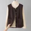 Women's Fleece Vest with Pockets Casual Button Down Sleeveless Jacket Oversized Fuzzy Vest Fall