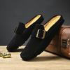 Luxury Designer Trend Men's Suede Leather Half Shoes For Men Mules Sandals Casual Shoes Slides Monk Strap Loafers Slippers
