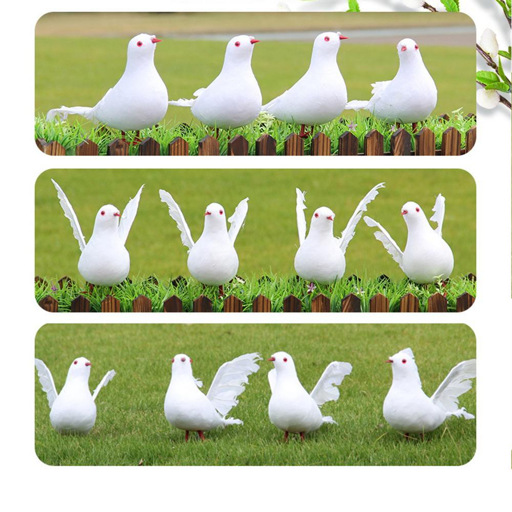 Simulation Foam White Pigeon Fake Artificial Imitation Bird Wedding Decor Model Handicraft Foam Doves Garden Ornament Home