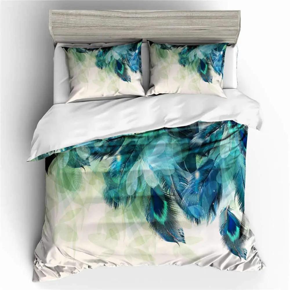 Peacock Vintage Flowers Duvet Cover Peacock Luxurious Feather Bedding Chinese Style Bedroom Decorations 3Pcs For Women Gifts EU Single(135*200cm)3pcs