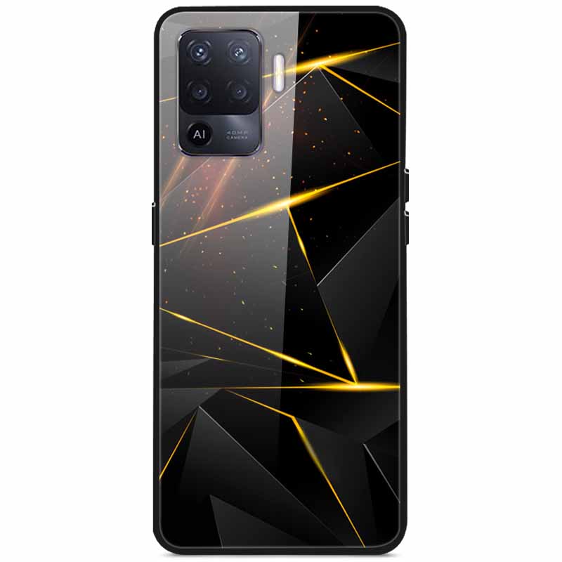 Tempered Glass Case For Oppo Reno5 Lite Hard Back Cover for Oppo Reno 5 Lite Luxury Painted Reno5Lite Funda 6.43'' Shockproof