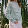 CHALLENGER Women'S Round Woven Top With Front Pocket Detail Light Mint