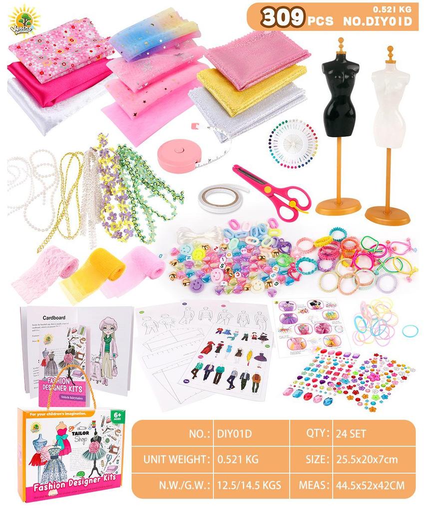 DIY Sewing Set for Creative Girls Ages 6-12: Design and Make Children's Clothing