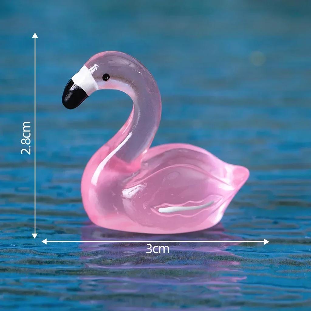 20 STÜCKE Leuchtende Flamingo Mini-Figuren Leuchten-im-Dunkeln Feengarten Miniaturen für Mikro-Landschaft Terrarium Heimdeko